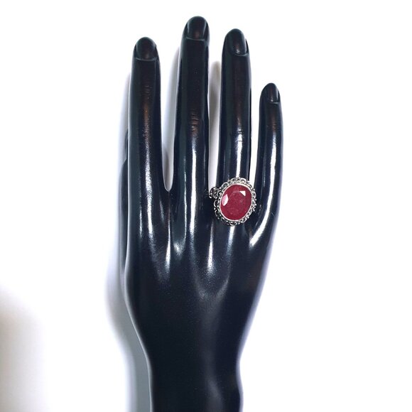 One-of-a-Kind Vintage Victorian 5 ct Natural Ruby 925 Silver Statement Ring - Picture 4 of 13